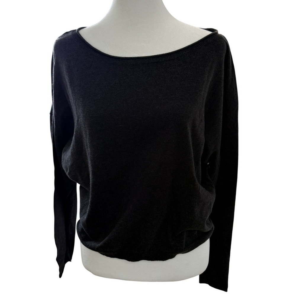 Guess Y2K Womens Boat Neck Dolman Sleeve Knit Sweater Dark Grey S Grunge Edgy